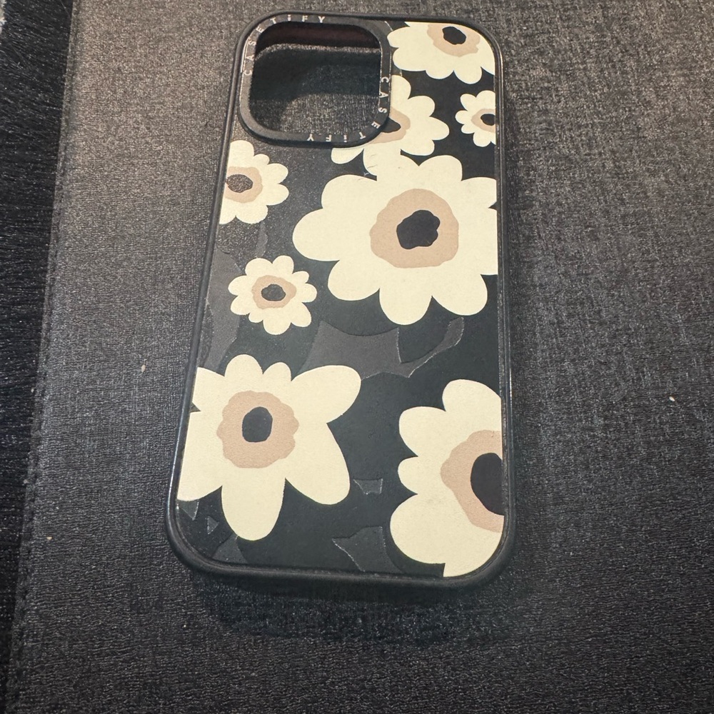 Casetify iPhone 15 pro max Black and Cream Floral Phone Case